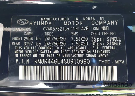 2025 Hyundai Palisade Sel Premium from USA, damaged, VIN KM8R44GE4SU910990